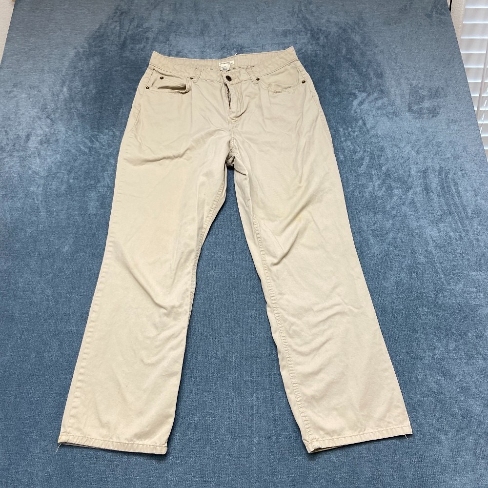 St. John's Bay Jeans Women 12 30x26.5 Beige Denim Cotton Non Stretch Relaxed Fit